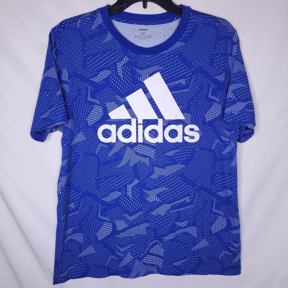 Adidas T Shirt Mens Medium Blue AOP Training - Picture 1 of 11